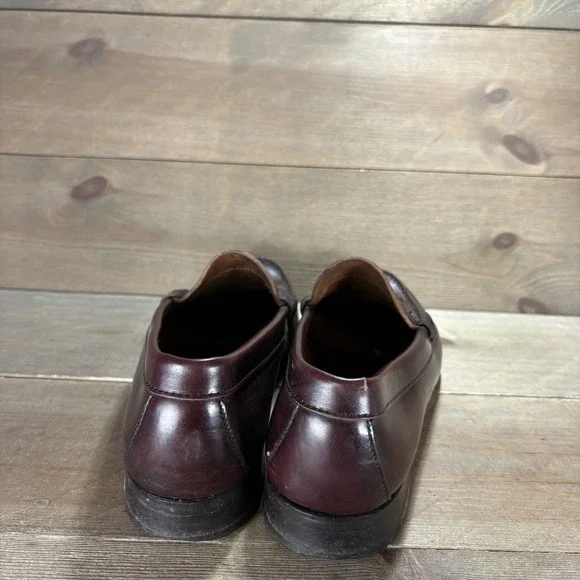 JL coombs mens size 9 wide E shoes brown burgundy leather comfort work loafers
